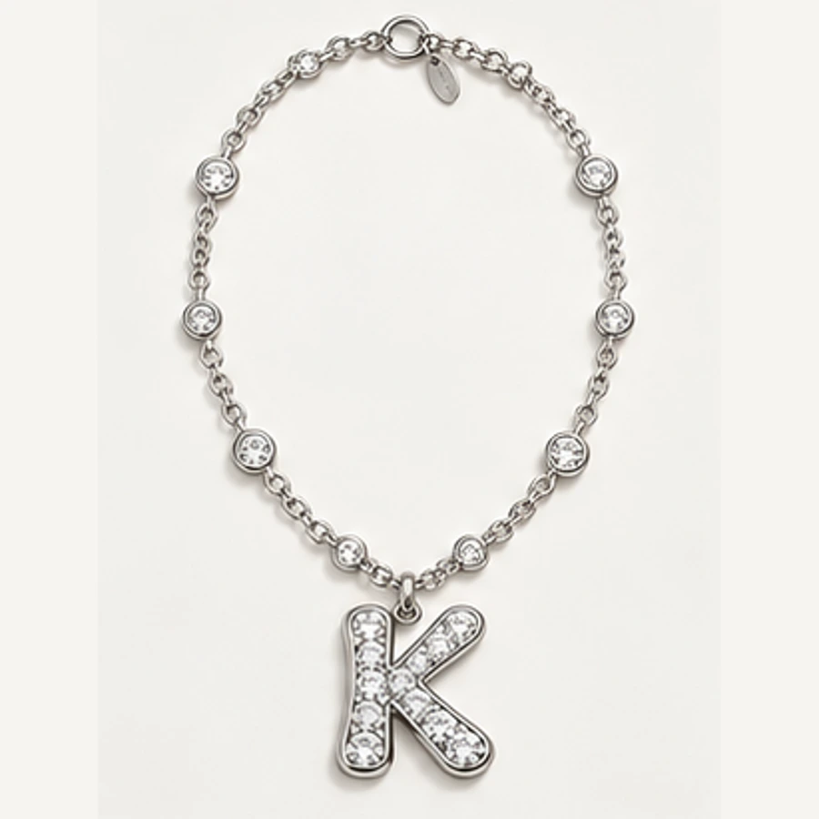Glint K Pendant Necklace, Silver, complete necklace
